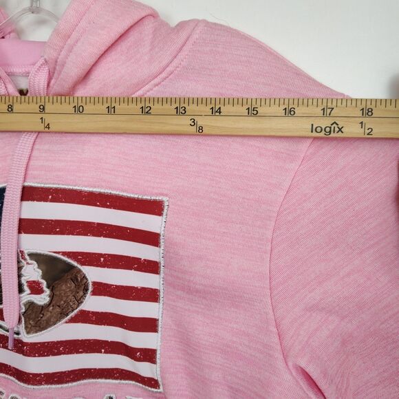 Mossy Oak Hoodie Sweatshirt Women's S Pink Large Flag Logo Pullover Pockets - Picture 4 of 10